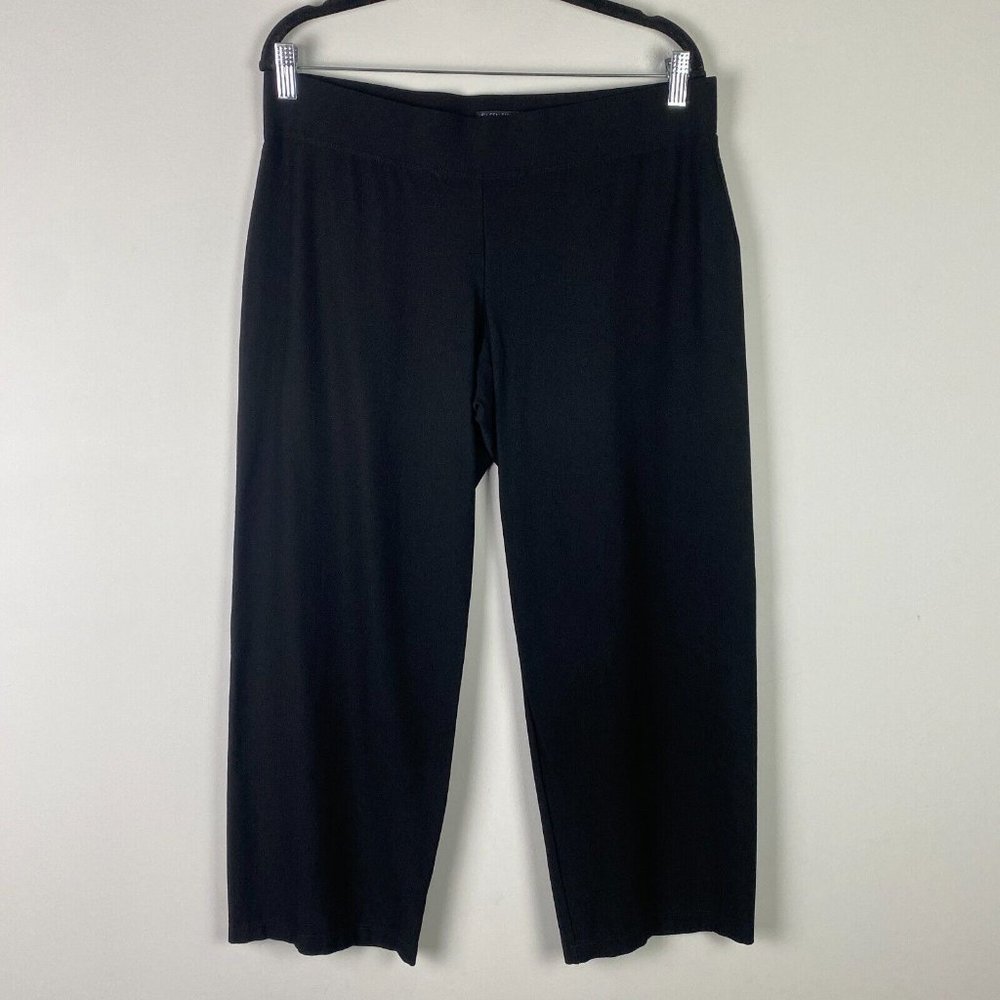Eileen Fisher System Stretch Washable Crepe Straight Pant Size Petite Large PL